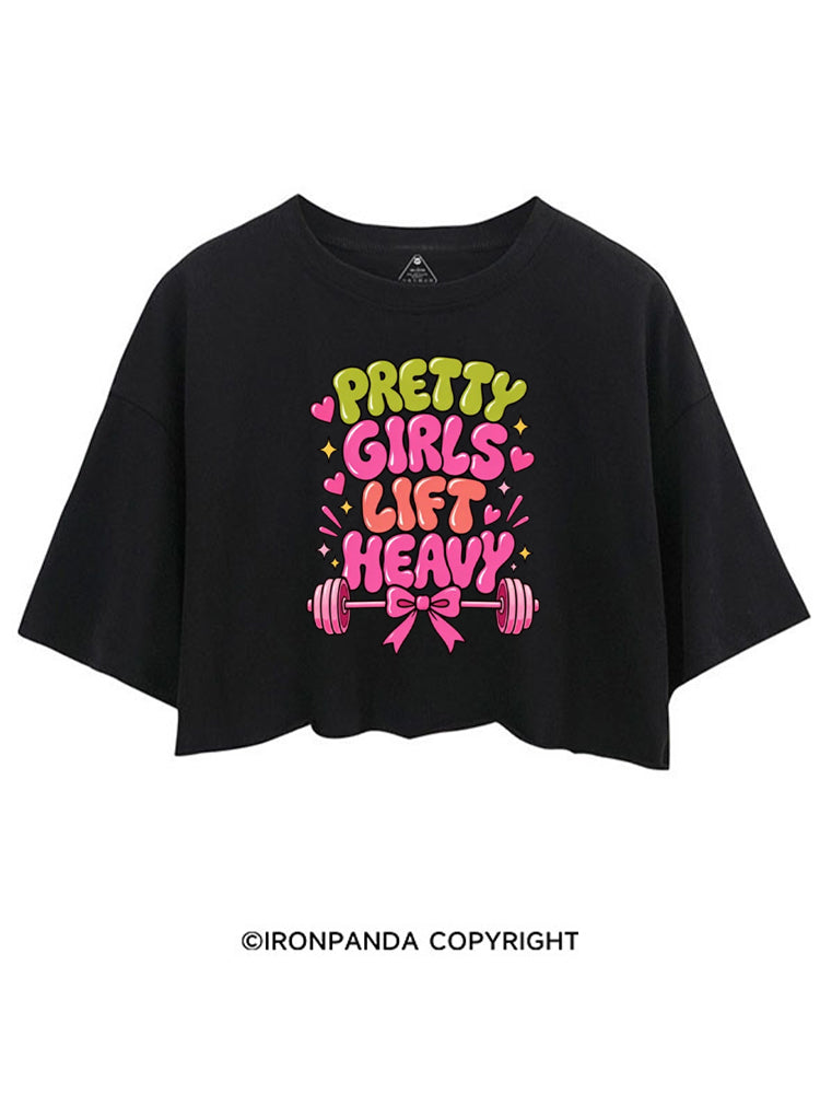 PRETTY GIRLS LIFT HEAVY FUNNY PINK STYLE CROP TOPS