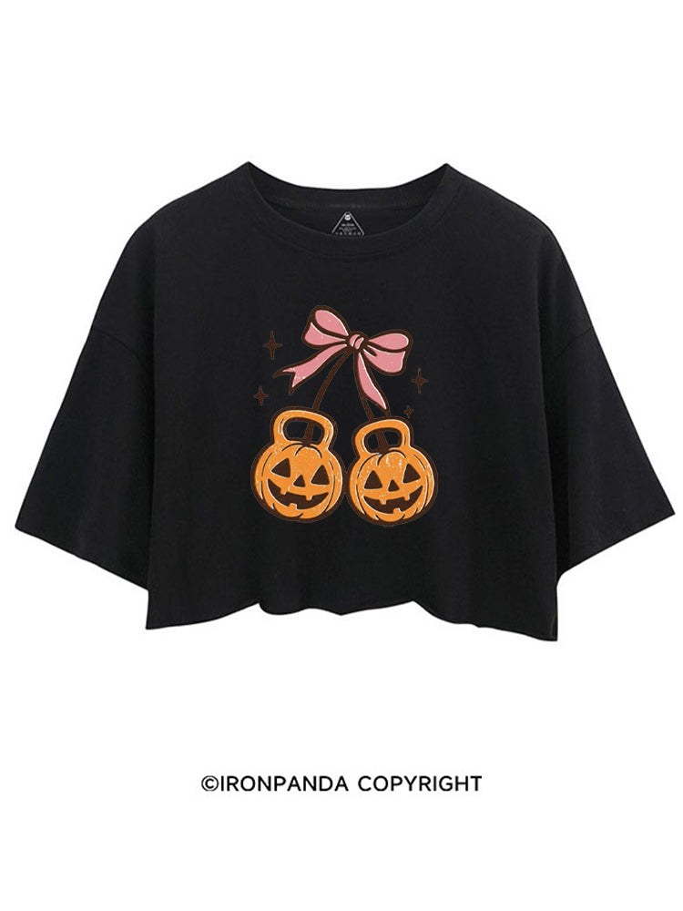 CHERRY PUMPKIN KETTLEBELL HALLOWEEN CROP TOPS