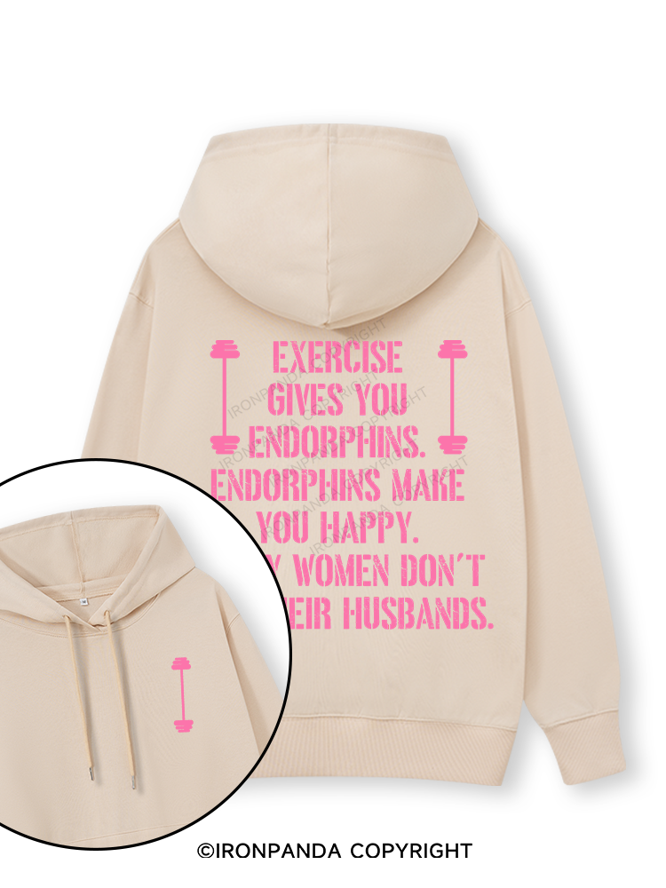 EXERCISE GIVES YOU ENDORPHINS PINK Double-Sided Printed Classic Gym Hoodie