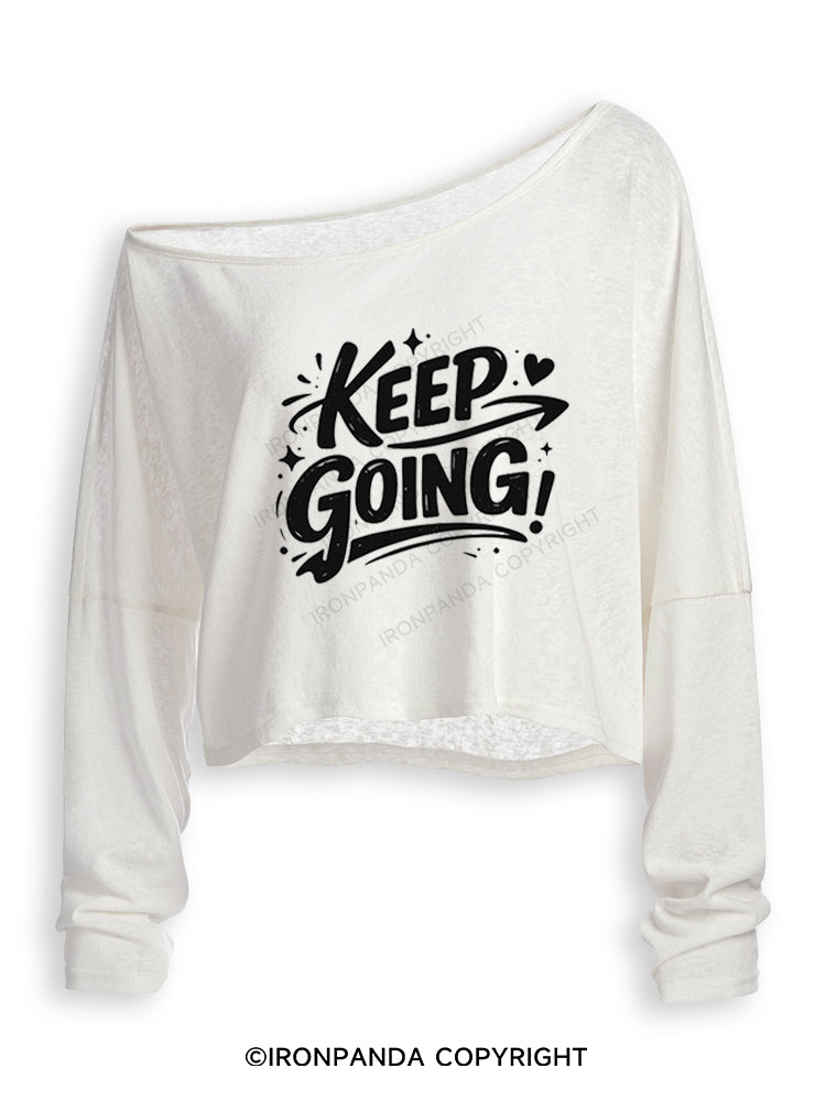 KEEP GOING!♥ Off Shoulder Long Sleeve Crop Top