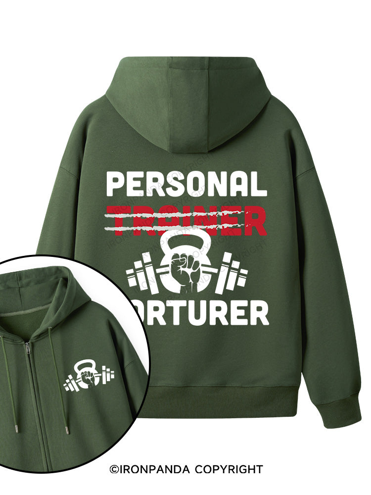 Personal Trainer torturer Double-Sided Printed Fleece Zip Up Hoodie