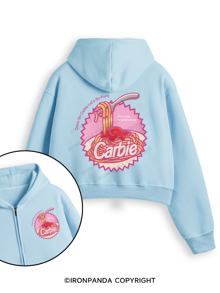 Carbie I Love Carbs Bread Pasta Pizza Fleece Crop Zip Up Hoodie