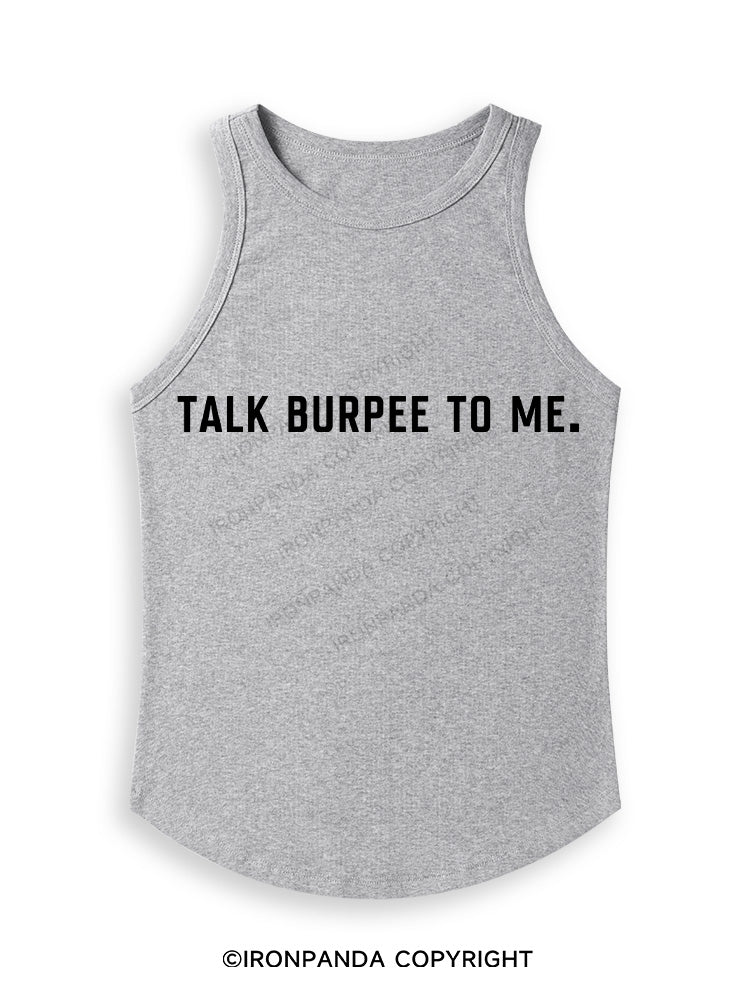 TALK BURPEE TO ME Fitted Tank Top
