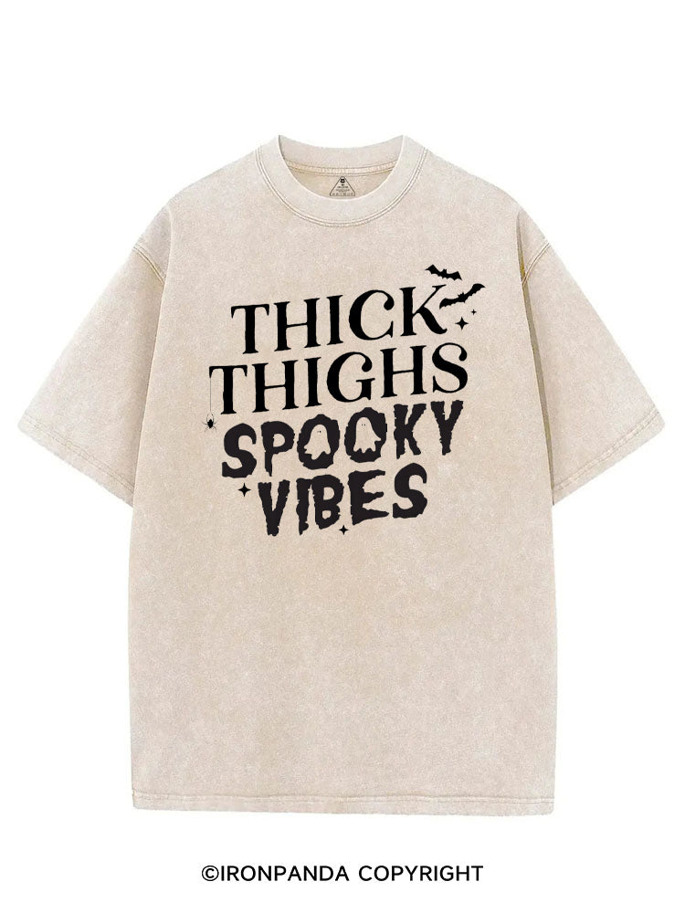 THICK THIGHS SPOOKY VIBES GHOST GYM VINTAGE GYM SHIRT