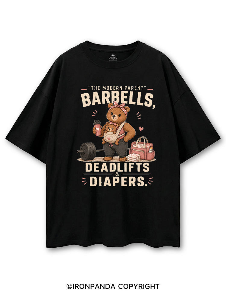 THE MODERN PARENT BARBELLS DEADLIFTS & DIAPERS GYM MOM BEAR COTTON PUMP COVER