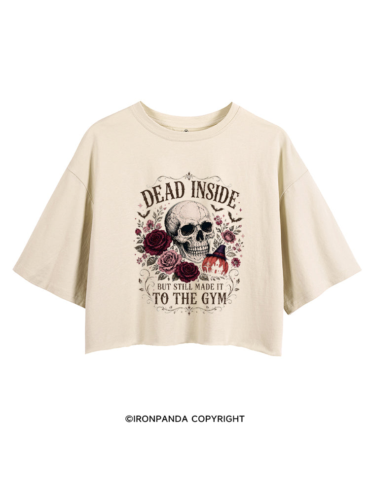 Dead Inside But Still Made It to the Gym Halloween Skeleton CROP TOPS