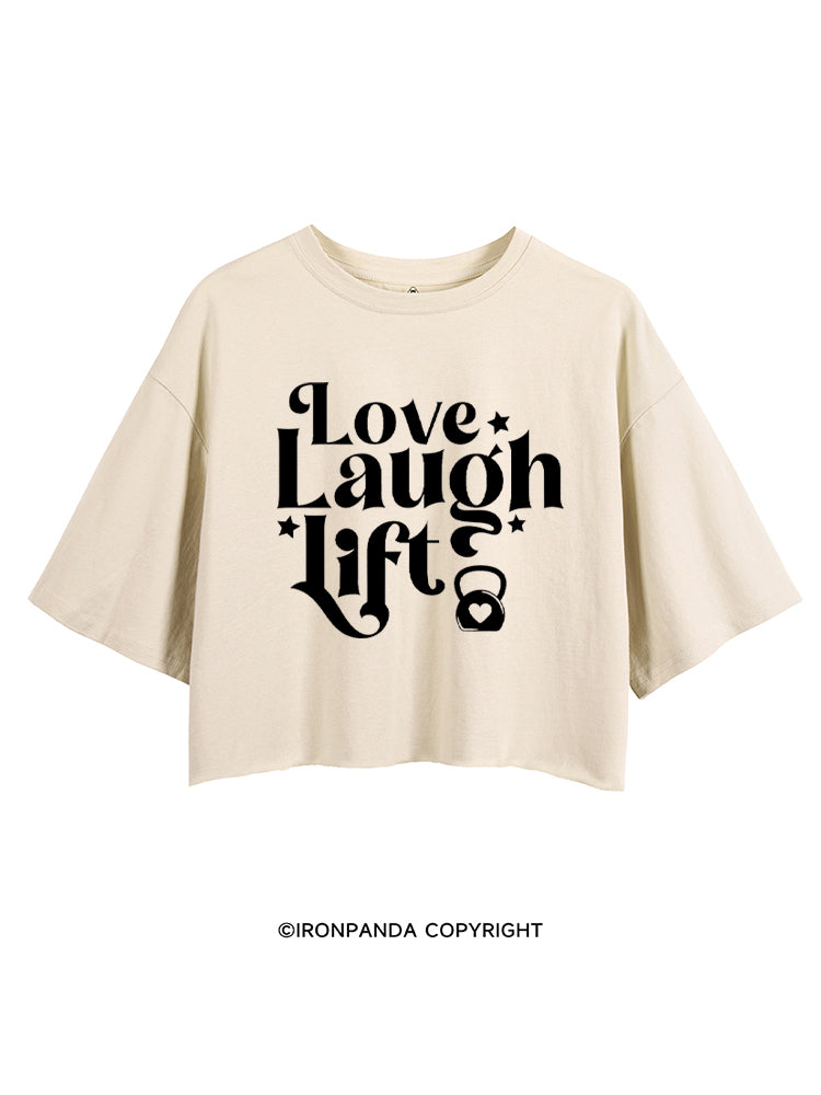 LOVE LAUGH LIFT POSITIVE GYM CROP TOPS