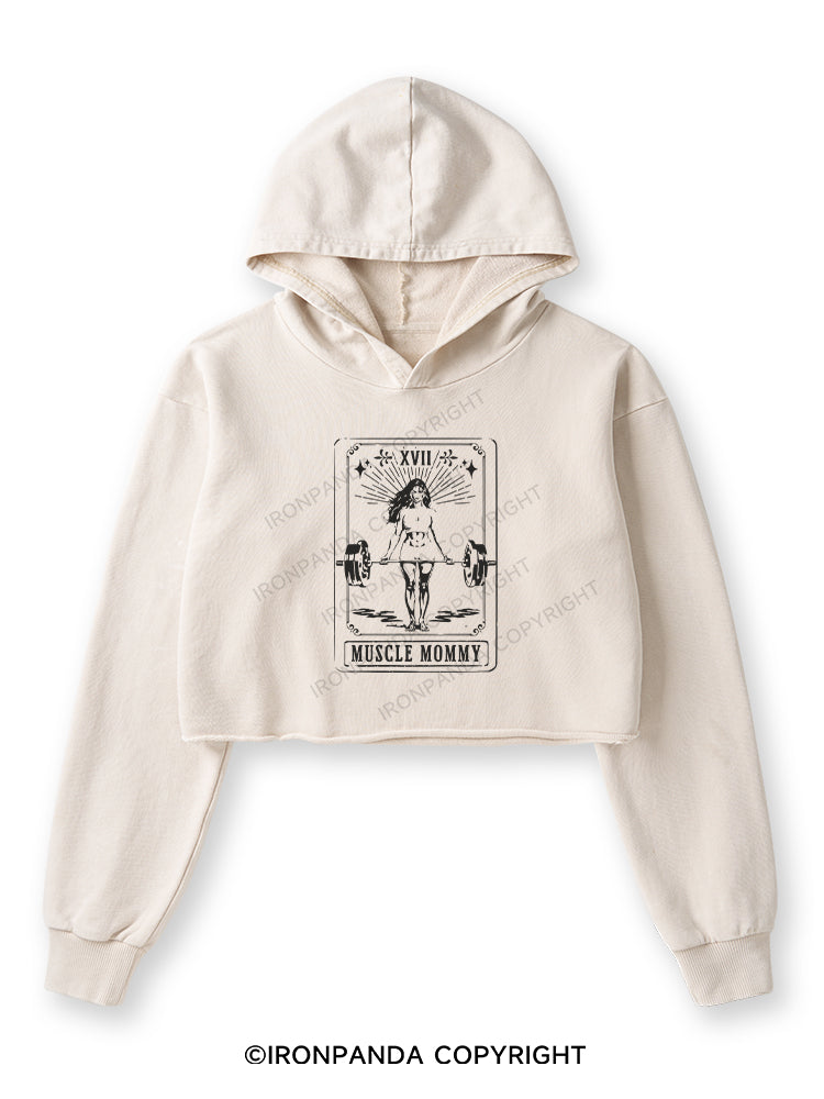 TAROT CARD MUSCLE MOMMY Washed Crop Hoodie