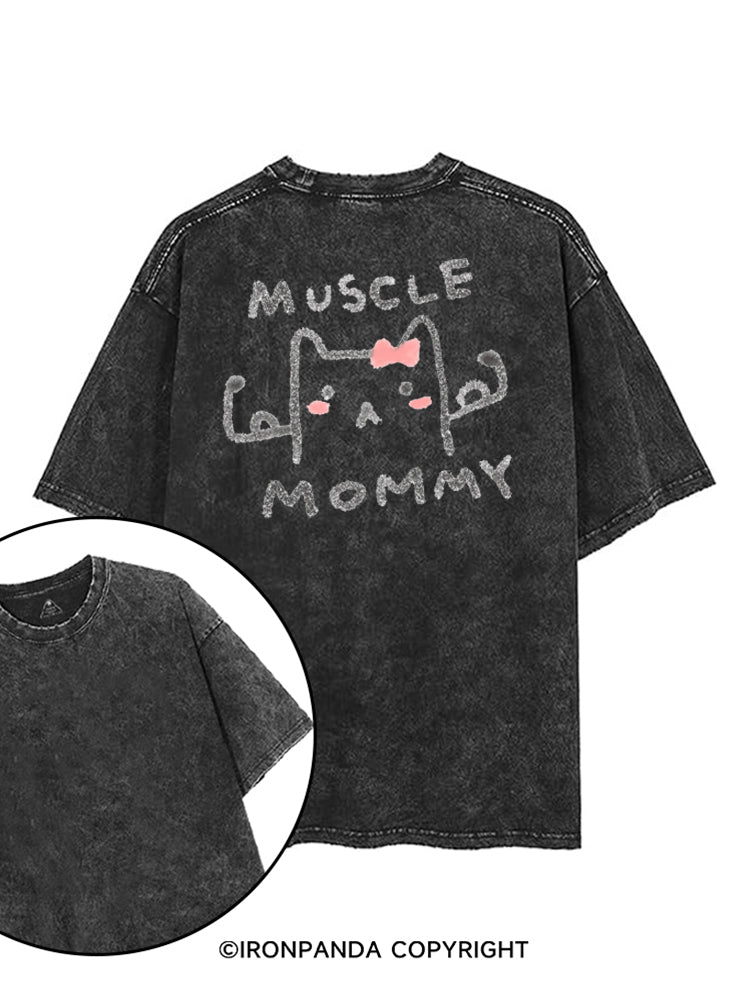 MUSCLE MOM GYM KITTY printed Gym Shirt
