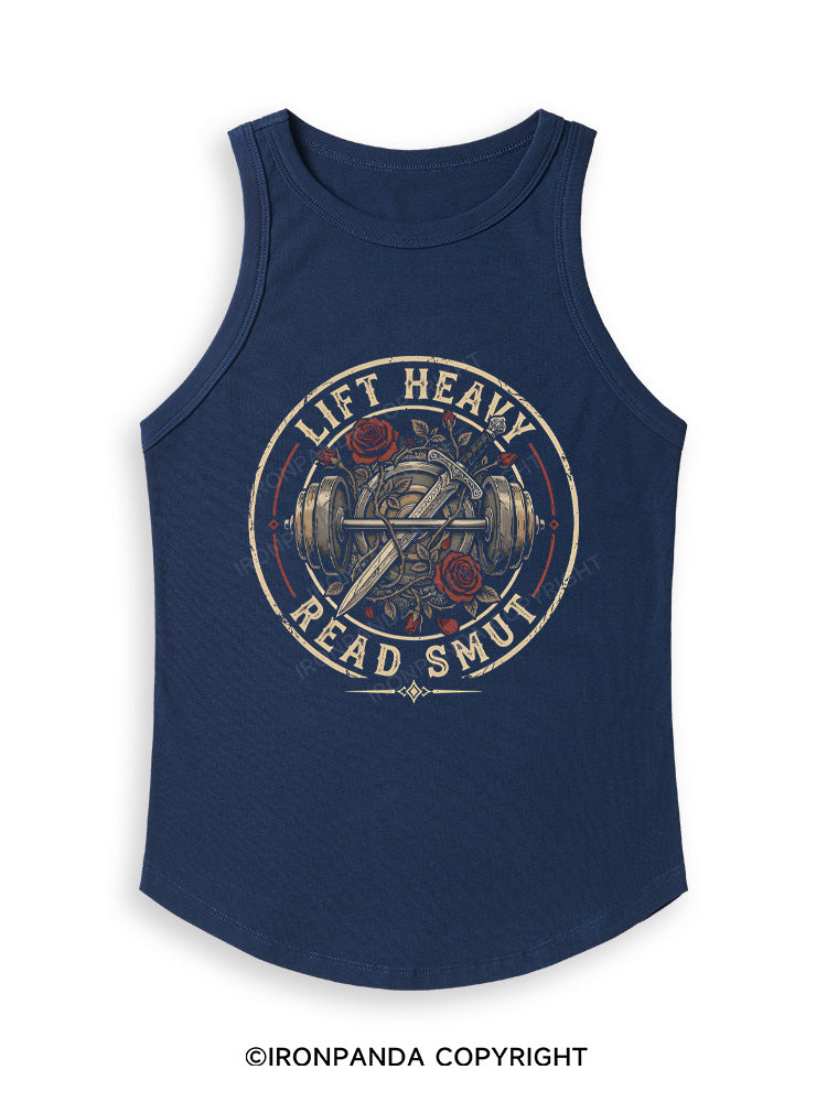 LIFT HEAVY READ SMUT BOOK GYM LOVER Fitted Tank Top