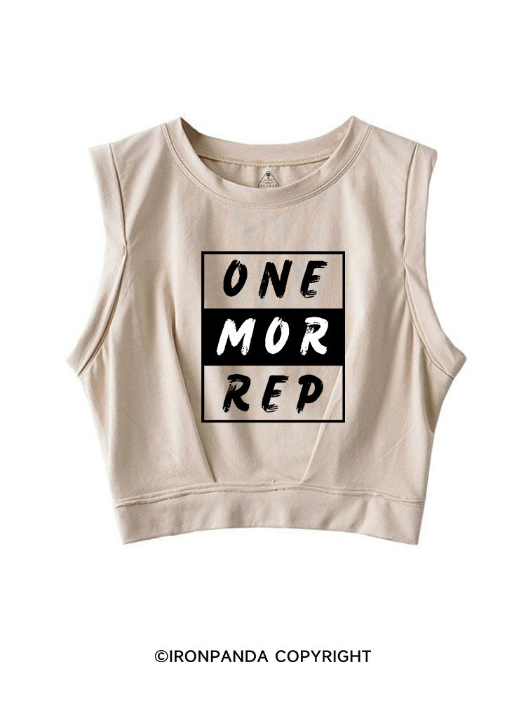ONE MORE REP POSITIVE GYM STYLE SLEEVELESS CROP TOPS