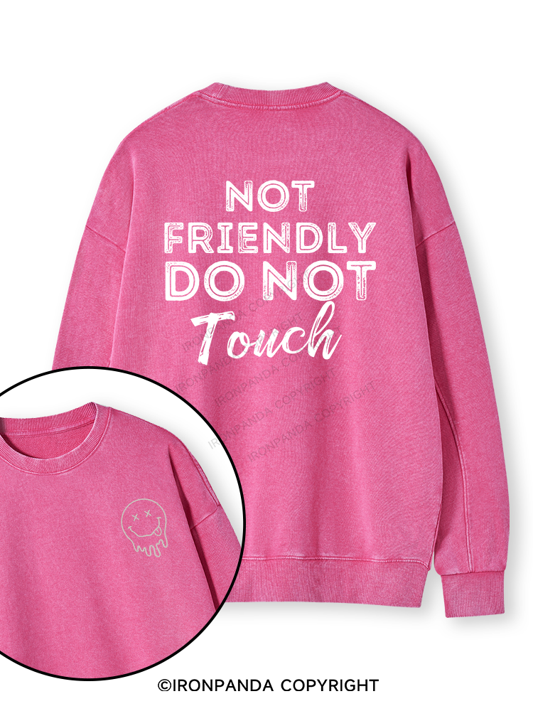 Not friendly, do not touch Double-Sided Printed Washed Sweatshirt