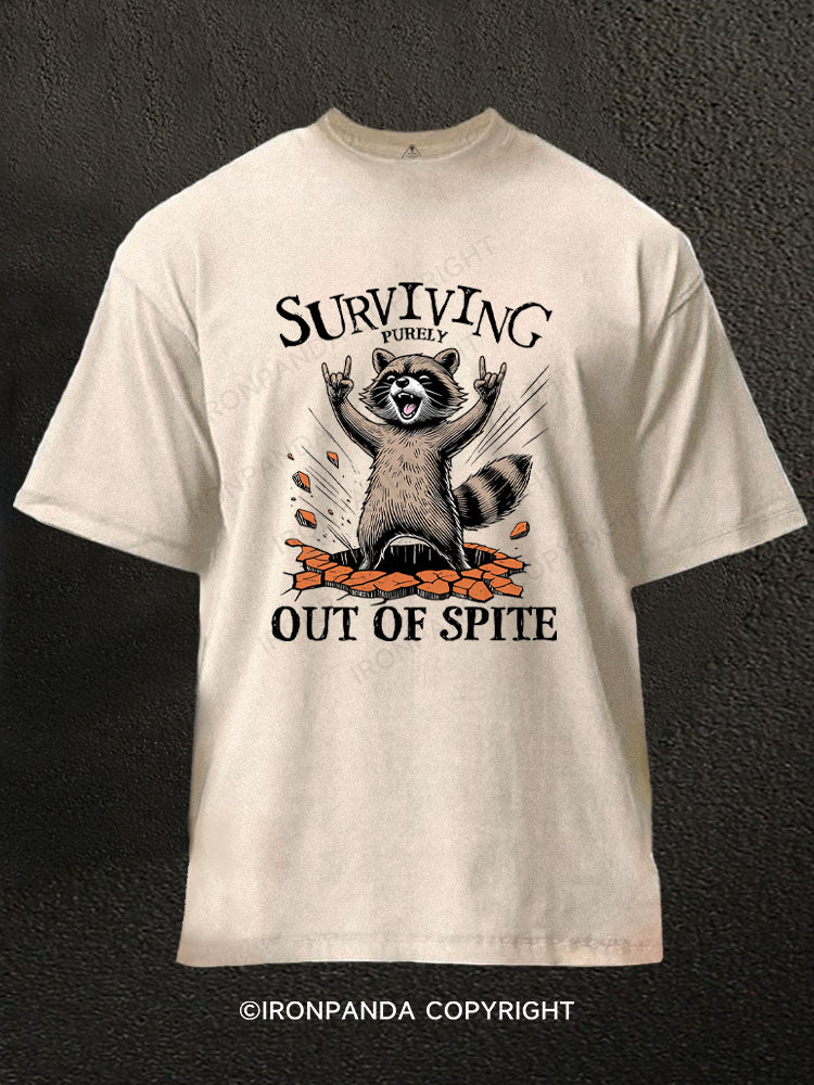 Raccoon Surviving Purely Out of Spite Washed Gym Shirt