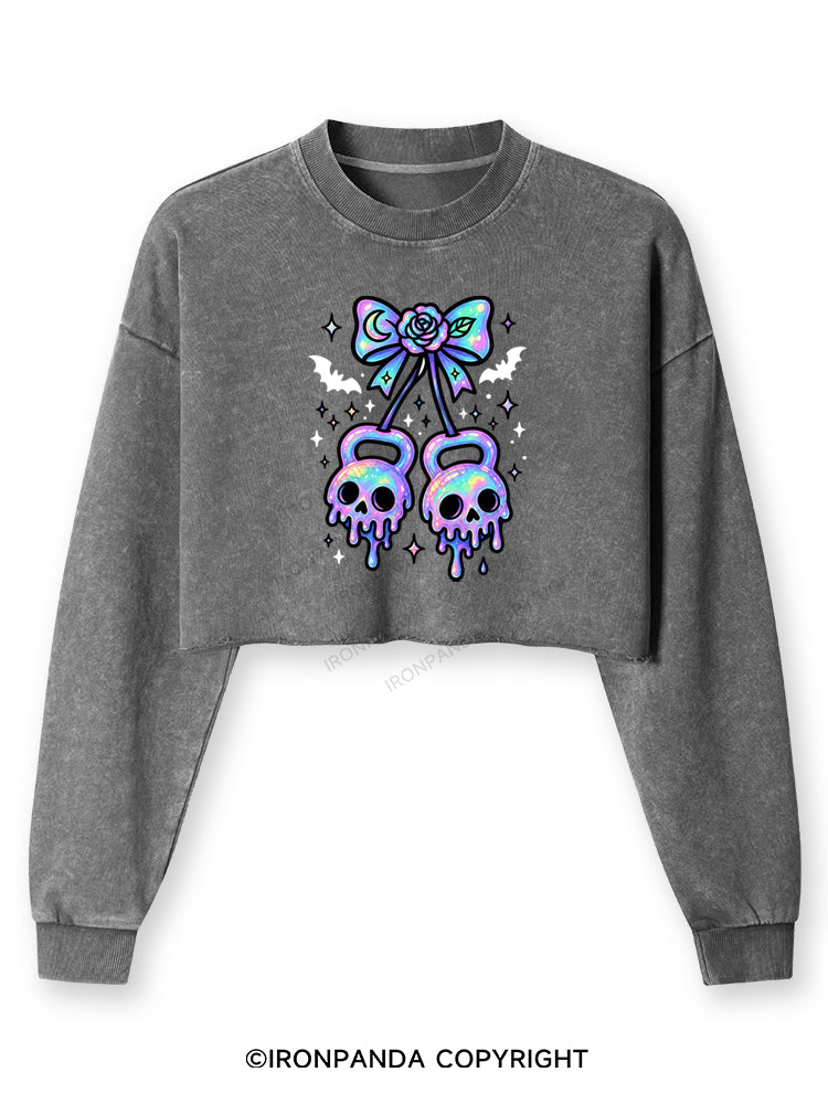 GHOST DRIP KETTLEBELLS Washed Long-Sleeve Crop Top
