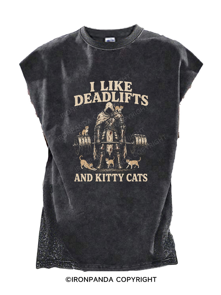 Deadlifts and Kitty Cats Gothic Workout Cut Off Tank