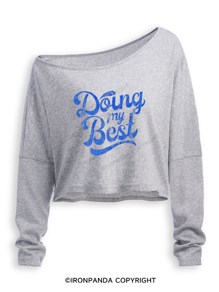 Doing My Athletic Best Off Shoulder Long Sleeve Crop Top