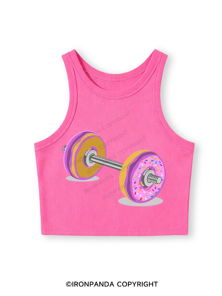 DONUT BARBELL Fitted Crop Tank Top