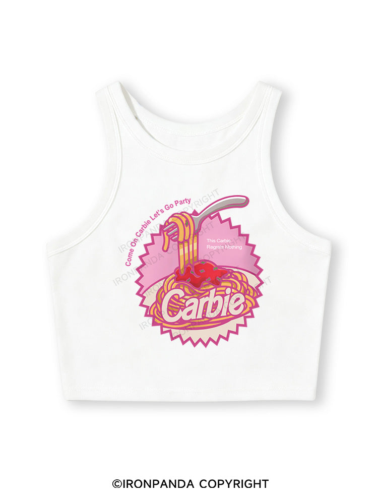 Carbie I Love Carbs Bread Pasta Pizza Fitted Crop Tank Top