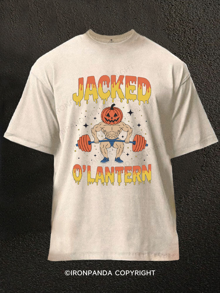Jacked O Lantern Halloween Pumpkin Washed Gym Shirt
