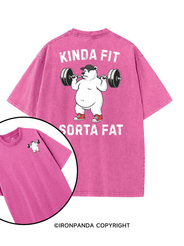 KINDA FIT, SORTA FAT WEIGHTLIFTING GYM printed Gym Shirt