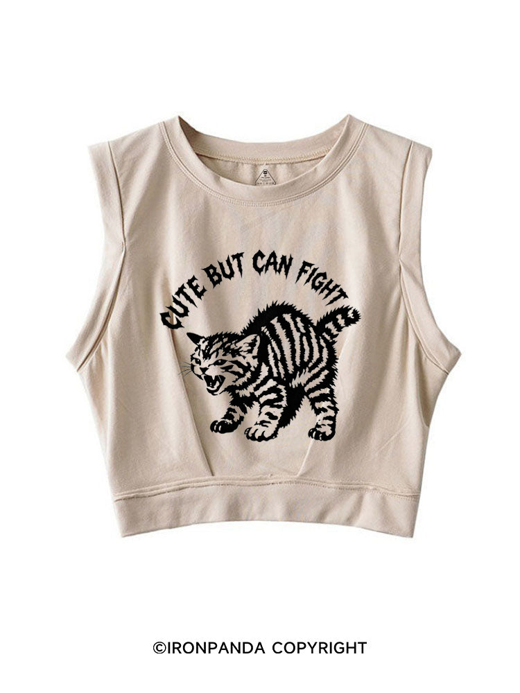 CUTE BUT CAN FIGHT SLEEVELESS CROP TOPS