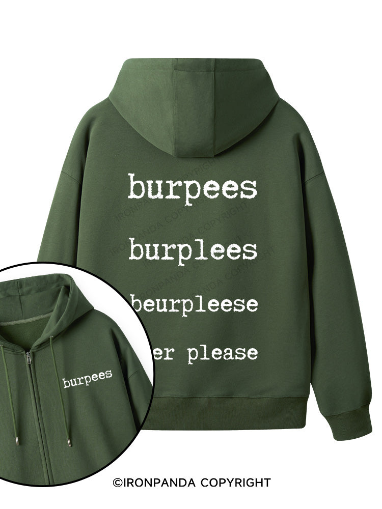 Burpees Double-Sided Printed Fleece Zip Up Hoodie