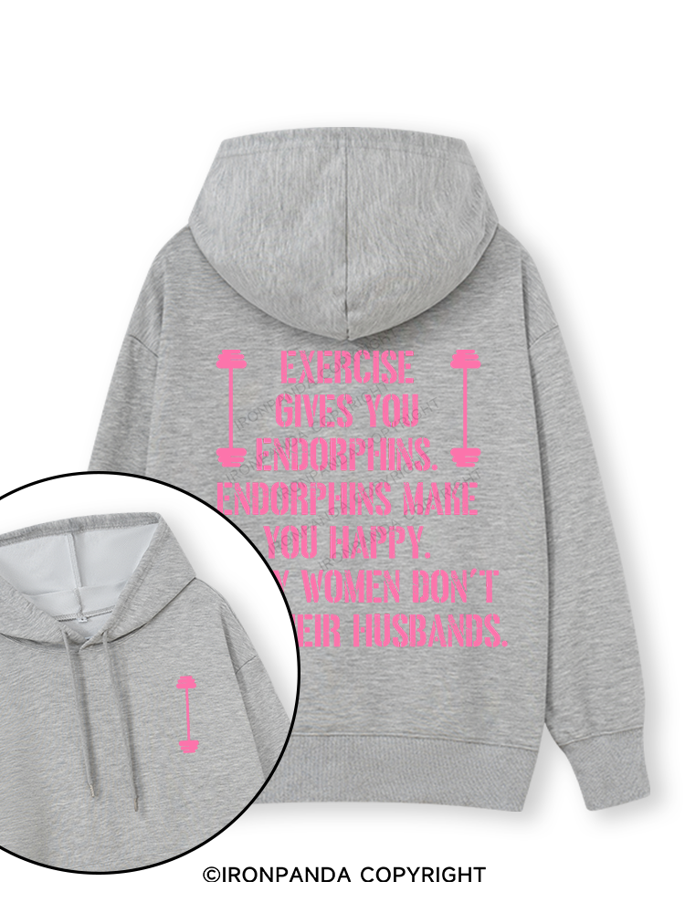 EXERCISE GIVES YOU ENDORPHINS PINK Double-Sided Printed Classic Gym Hoodie