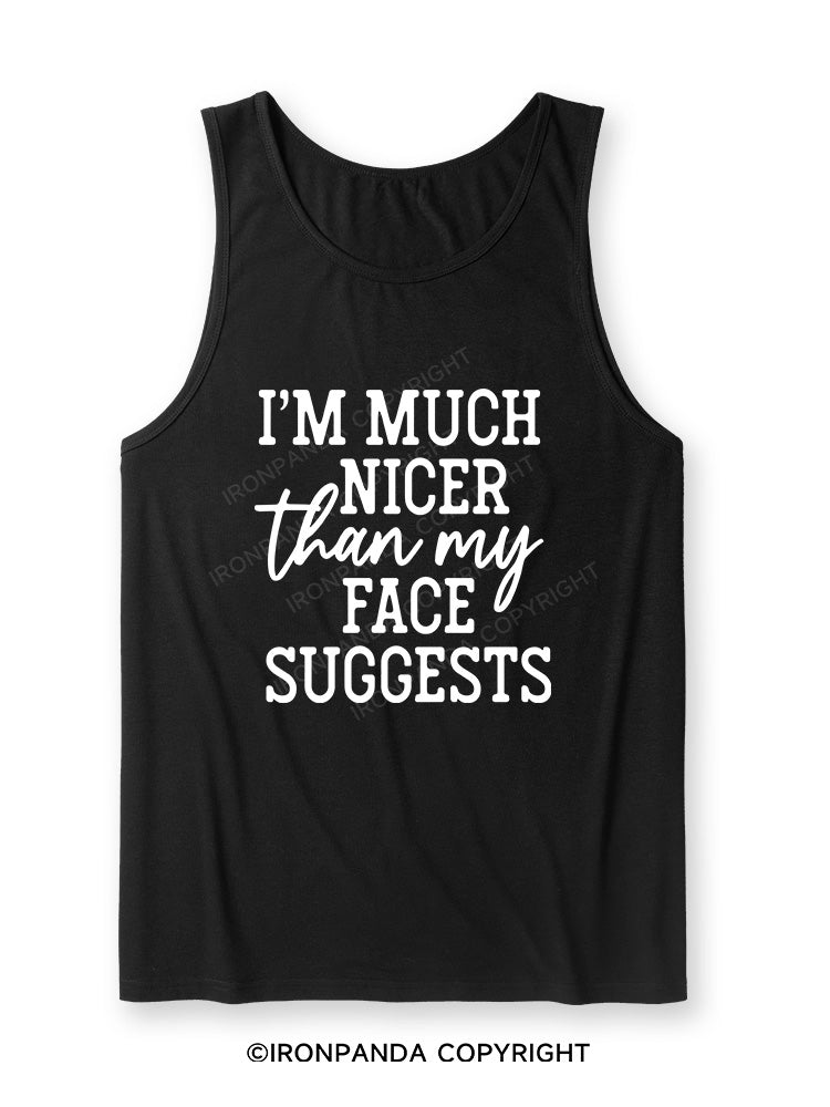 I'M NICER THAN MY FACE LETTERS Ultra Soft Heather Tank