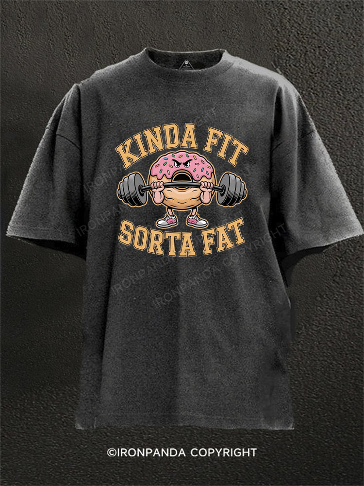 Kinda Fit Sorta Fat Donut Powerlifting Washed Gym Shirt