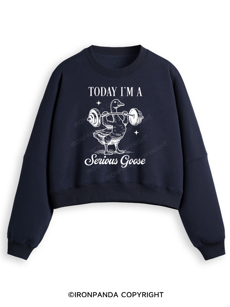 TODAY I'M A Serious Goose Fleece Crop Sweatshirt