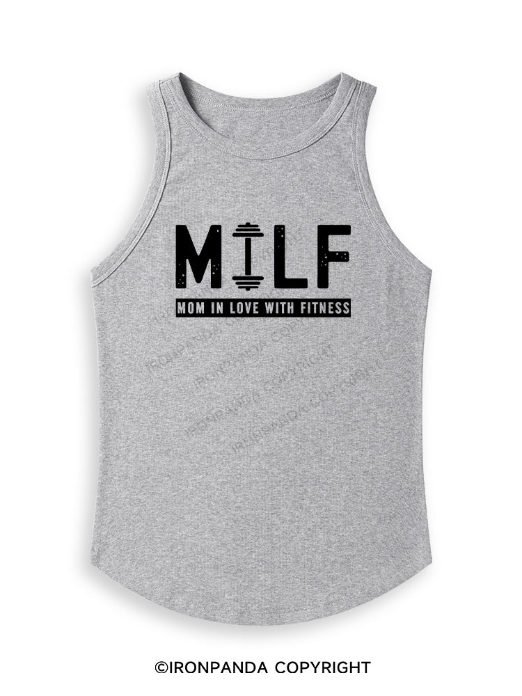 MILF MOM IN LOVE WITH FITNESS Fitted Tank Top