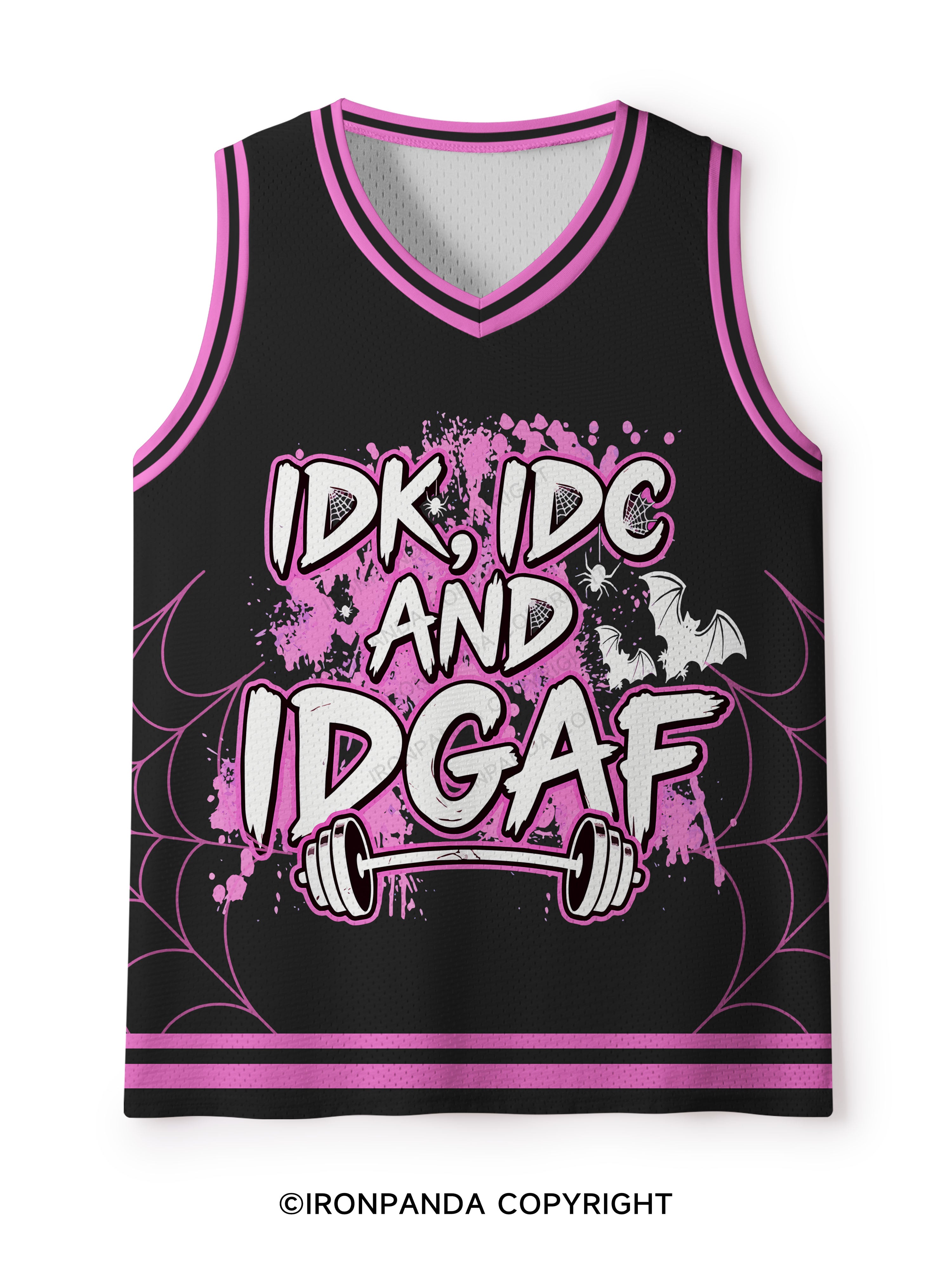 IDK, IDC AND IDGAF Mesh Tank Top