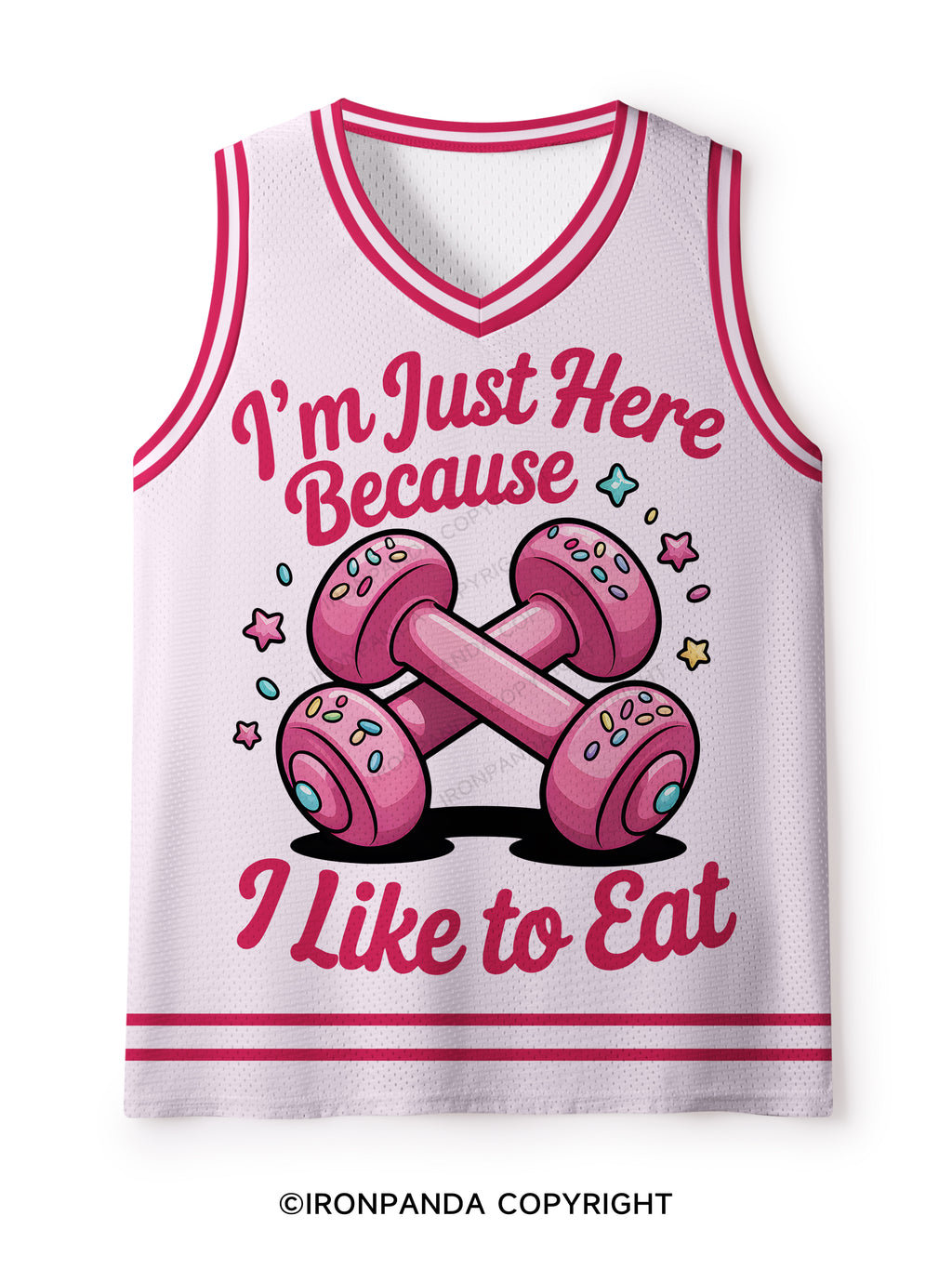 I'M JUST HERE BECAUSE I LIKE TO EAT Mesh Tank Top