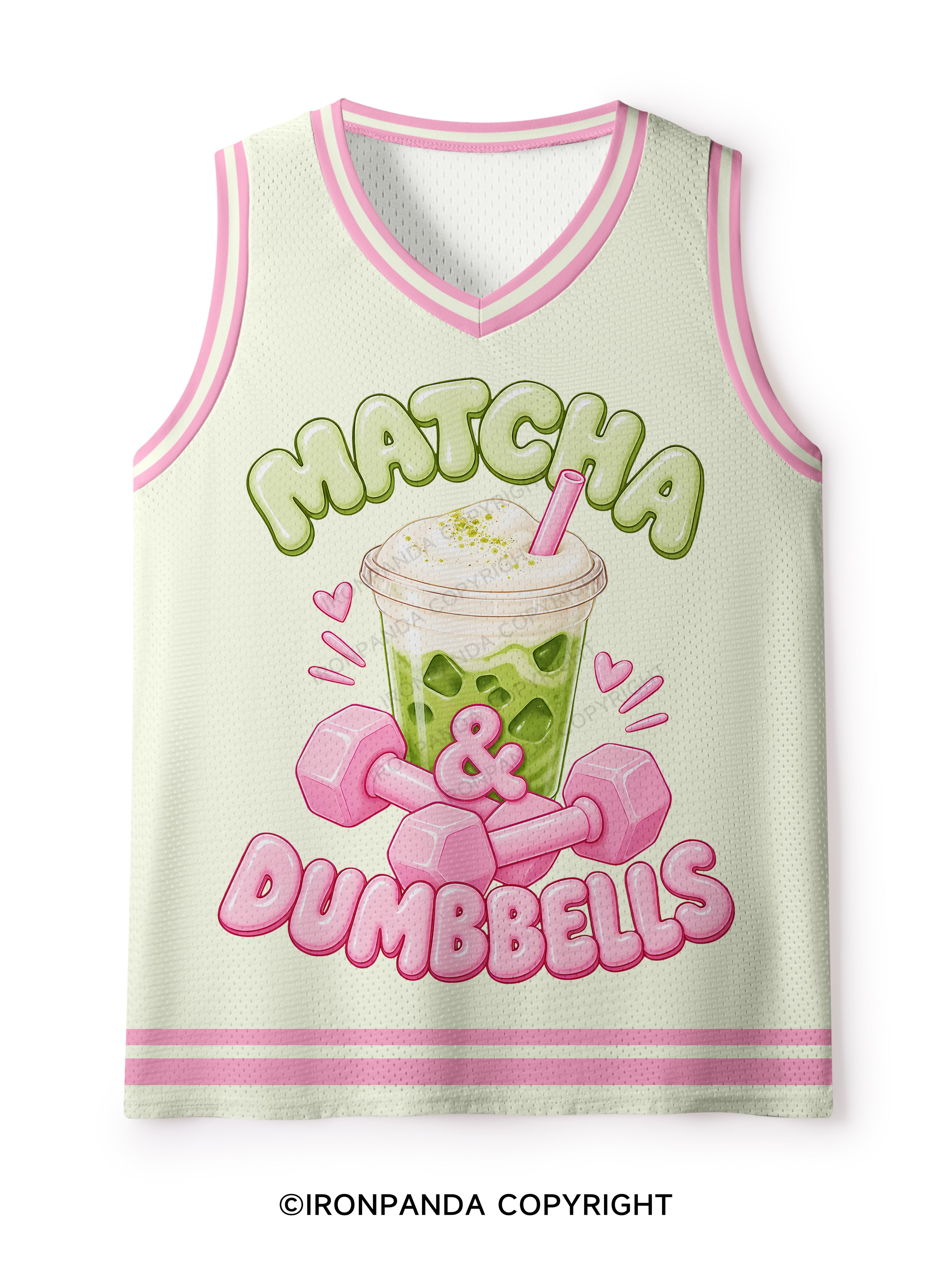 MATCHA & DUMBBELLS MATCHA GYM LOVER Mesh Tank Top