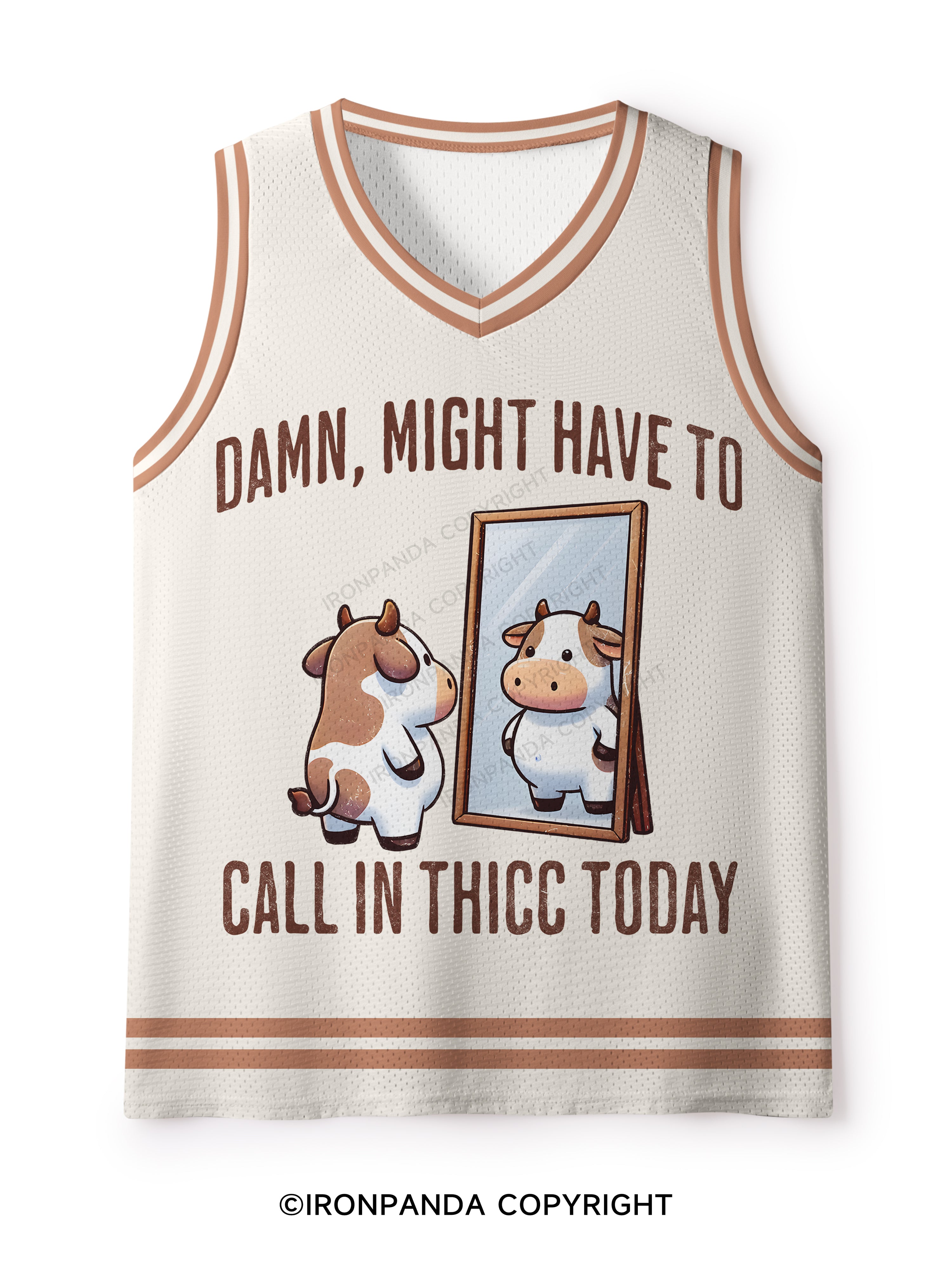 DAMN, MIGHT HAVE TO CALL IN THICC TODAY COW Mesh Tank Top
