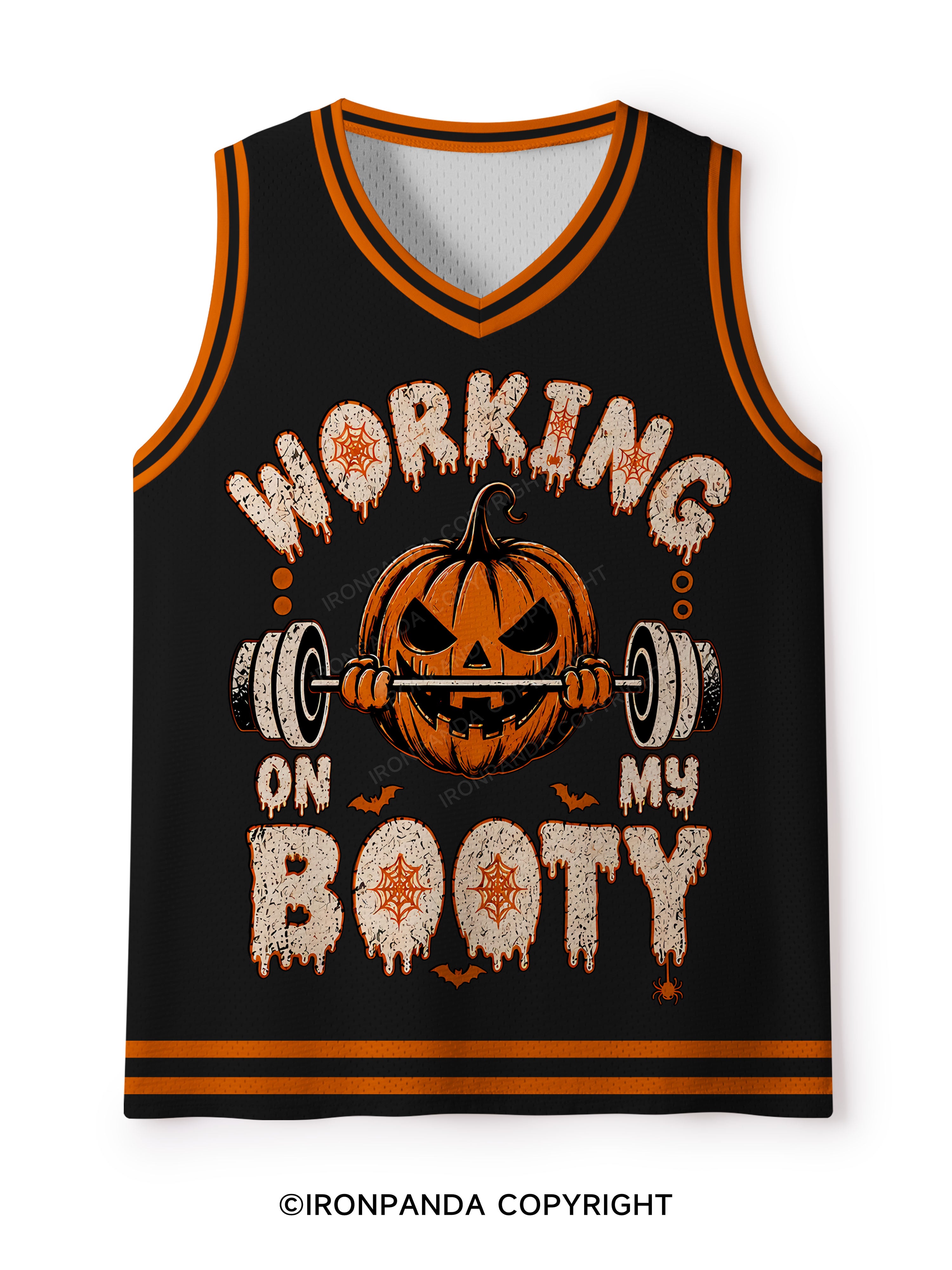 WORKING ON MY BOOTY FUNNY HALLOWEEN PUMPKIN Mesh Tank Top
