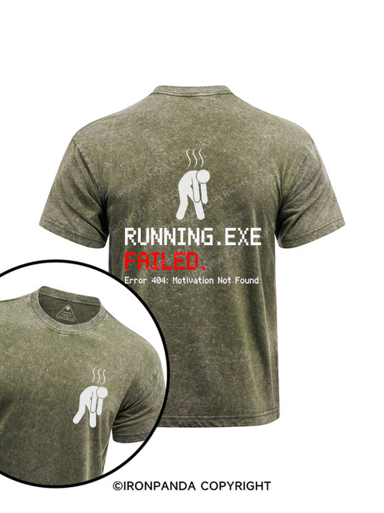 Running.exe Failed Printed Washed Gym Shirt