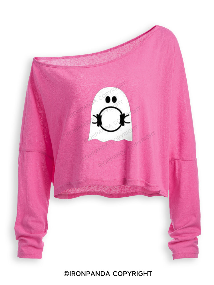 BOO-TIFUL PILATES Off Shoulder Long Sleeve Crop Top