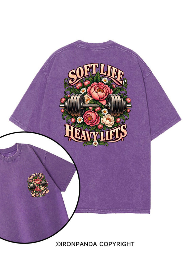 SOFT LIFE HEAVY LIFTS FLORAL WEIGHTLIFTING printed Gym Shirt