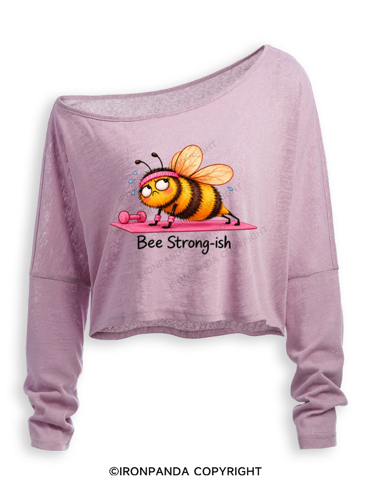Bee Strong-ish Off Shoulder Long Sleeve Crop Top