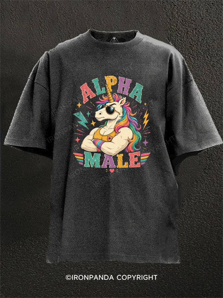 Alpha Male Unicorn Power Washed Gym Shirt