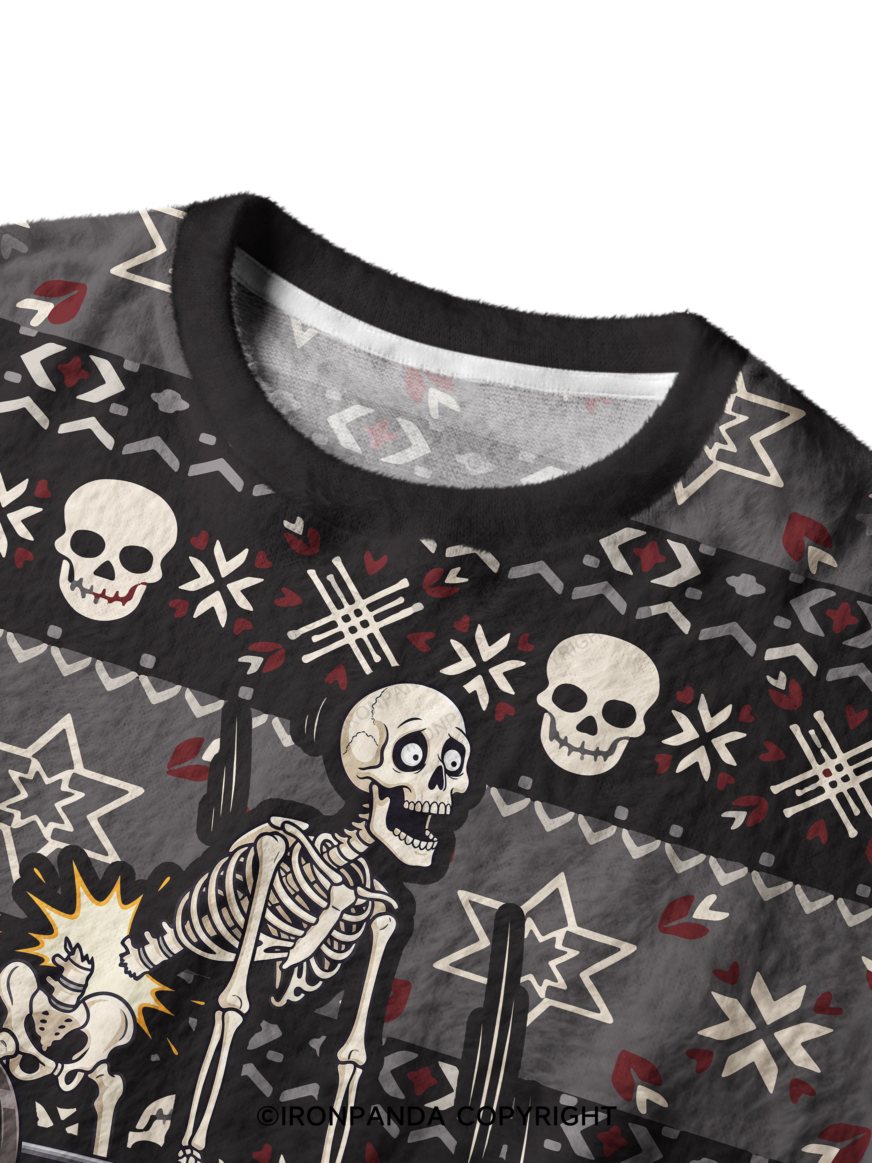 Well Shit Skeleton Deadlift Ugly Fuzzy Fleece Sweater