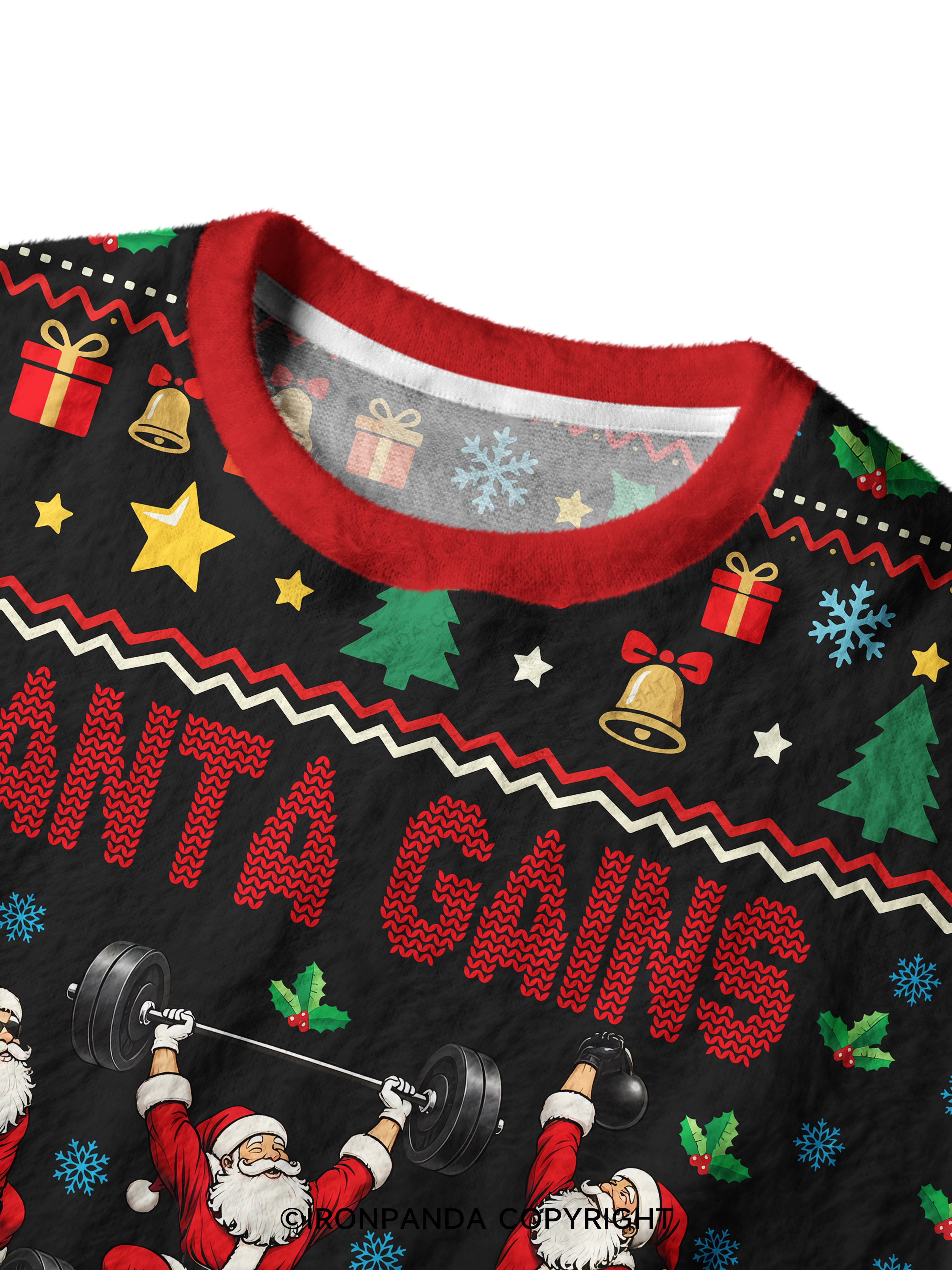 SANTA GAINS Ugly Fuzzy Fleece Sweater