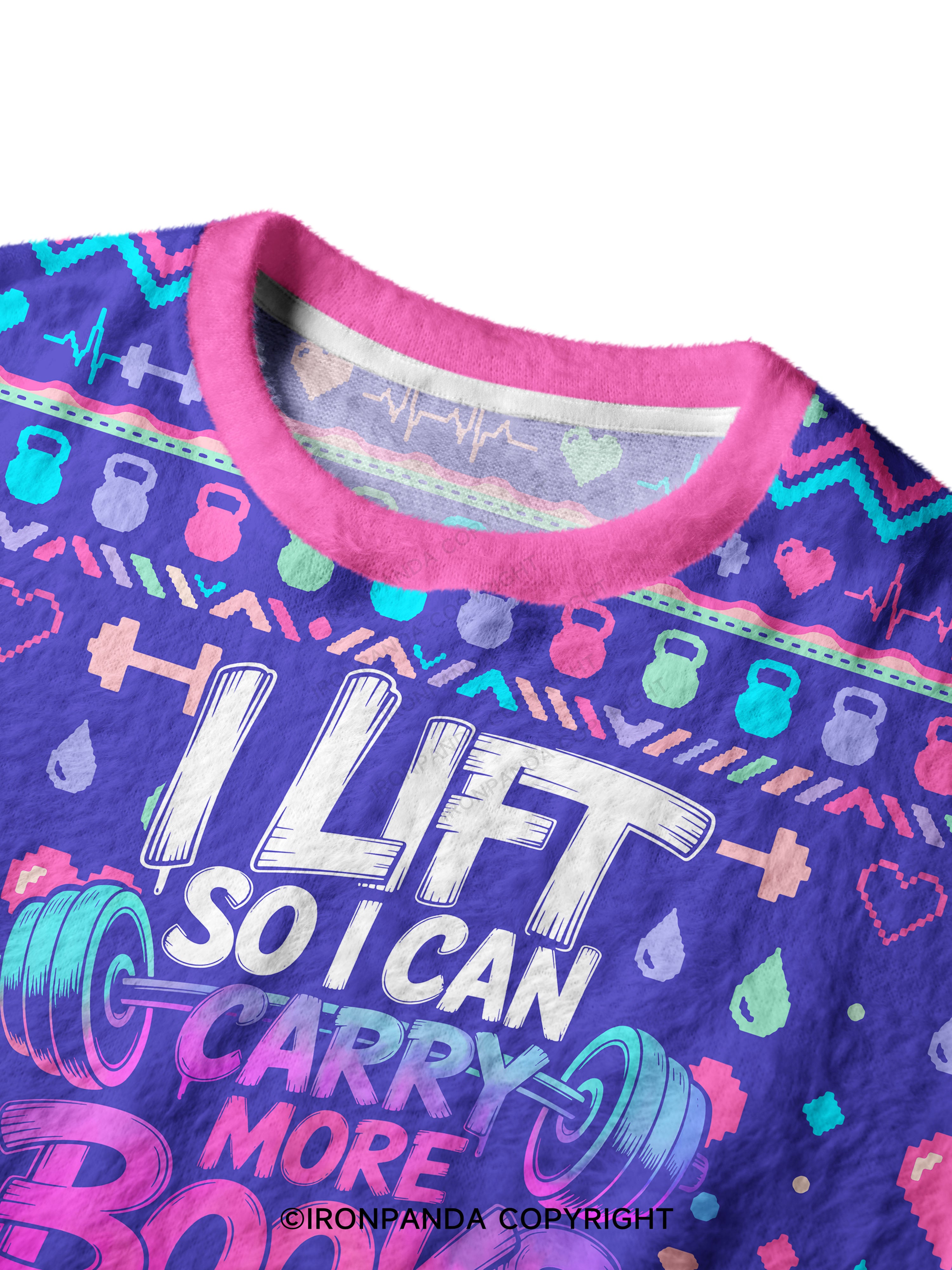 I LIFT SO I CAN CARRY MORE BOOKS Ugly Fuzzy Fleece Sweater