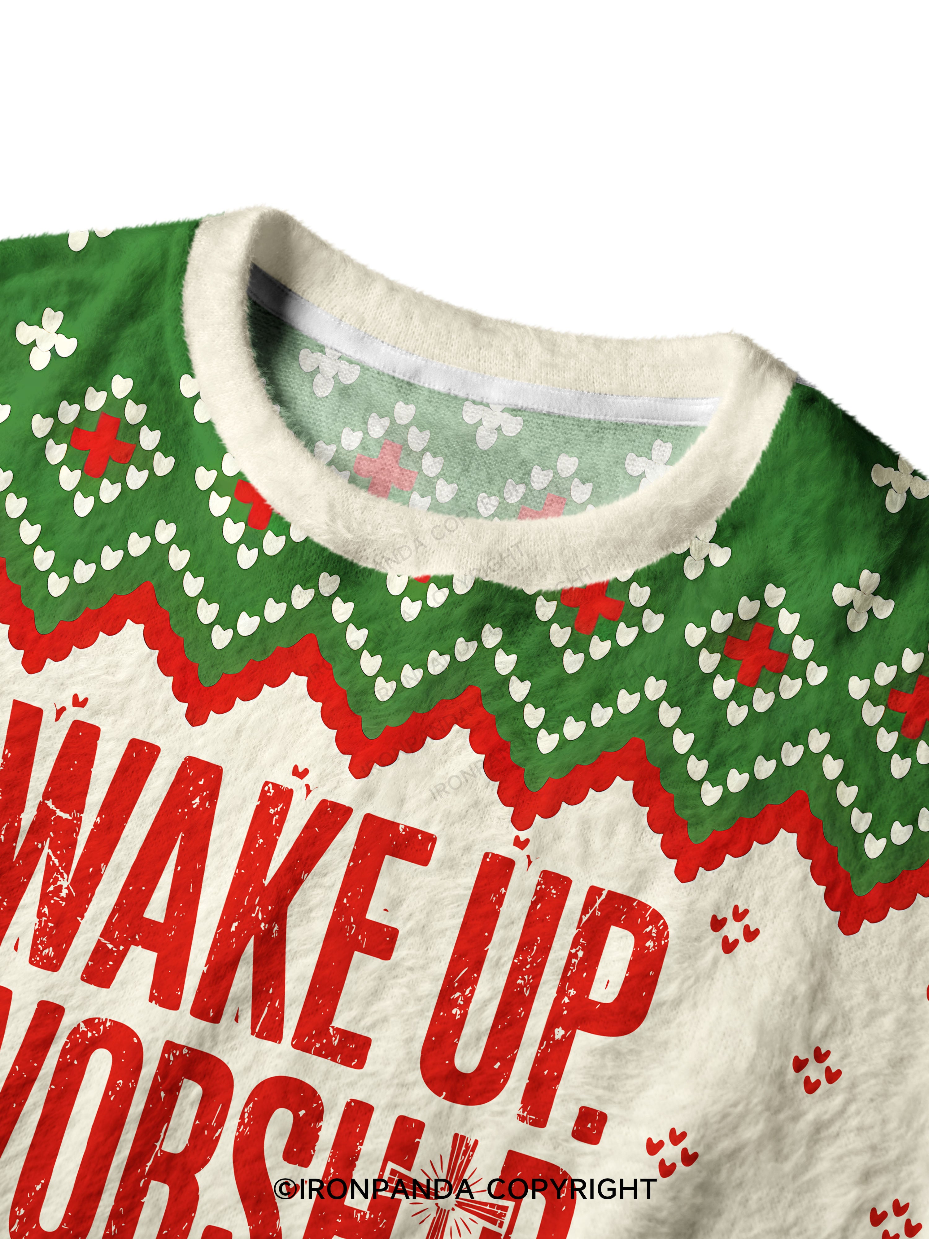 WAKE UP WORSHIP WORKOUT Ugly Fuzzy Fleece Sweater