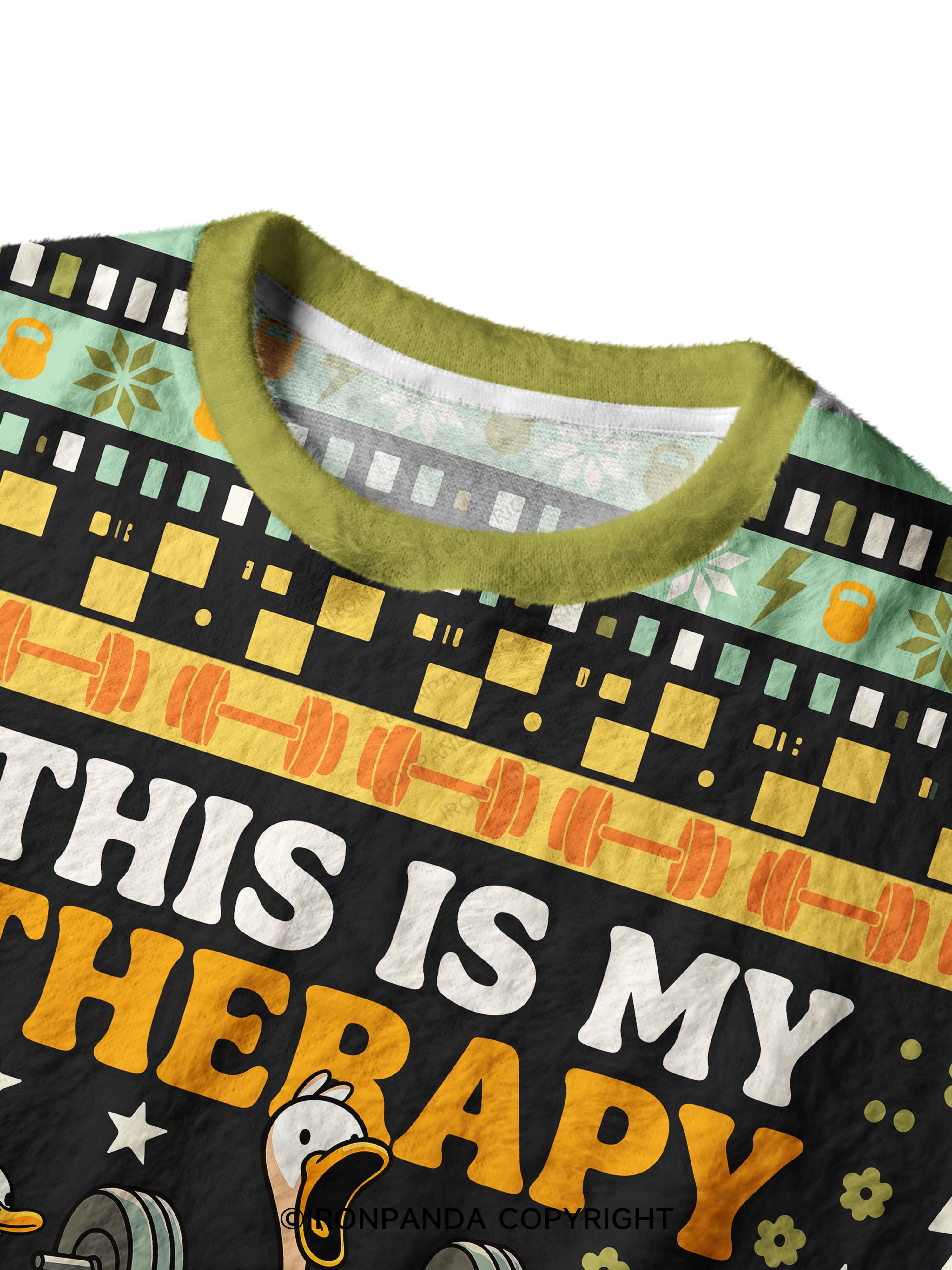 THIS IS MY THERAPY FUNNY GYM Ugly Fuzzy Fleece Sweater