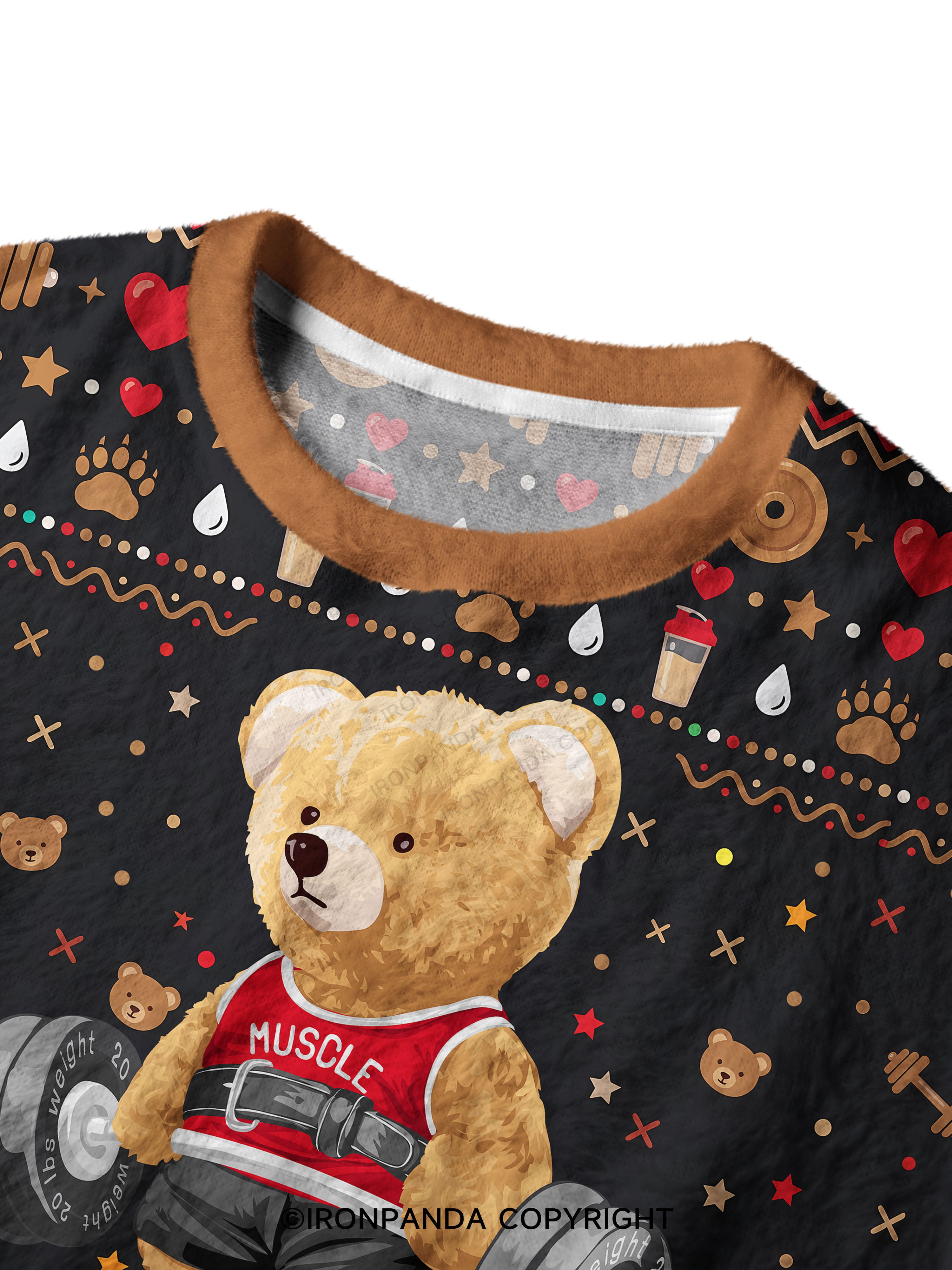Exercise Bear Ugly Fuzzy Fleece Sweater