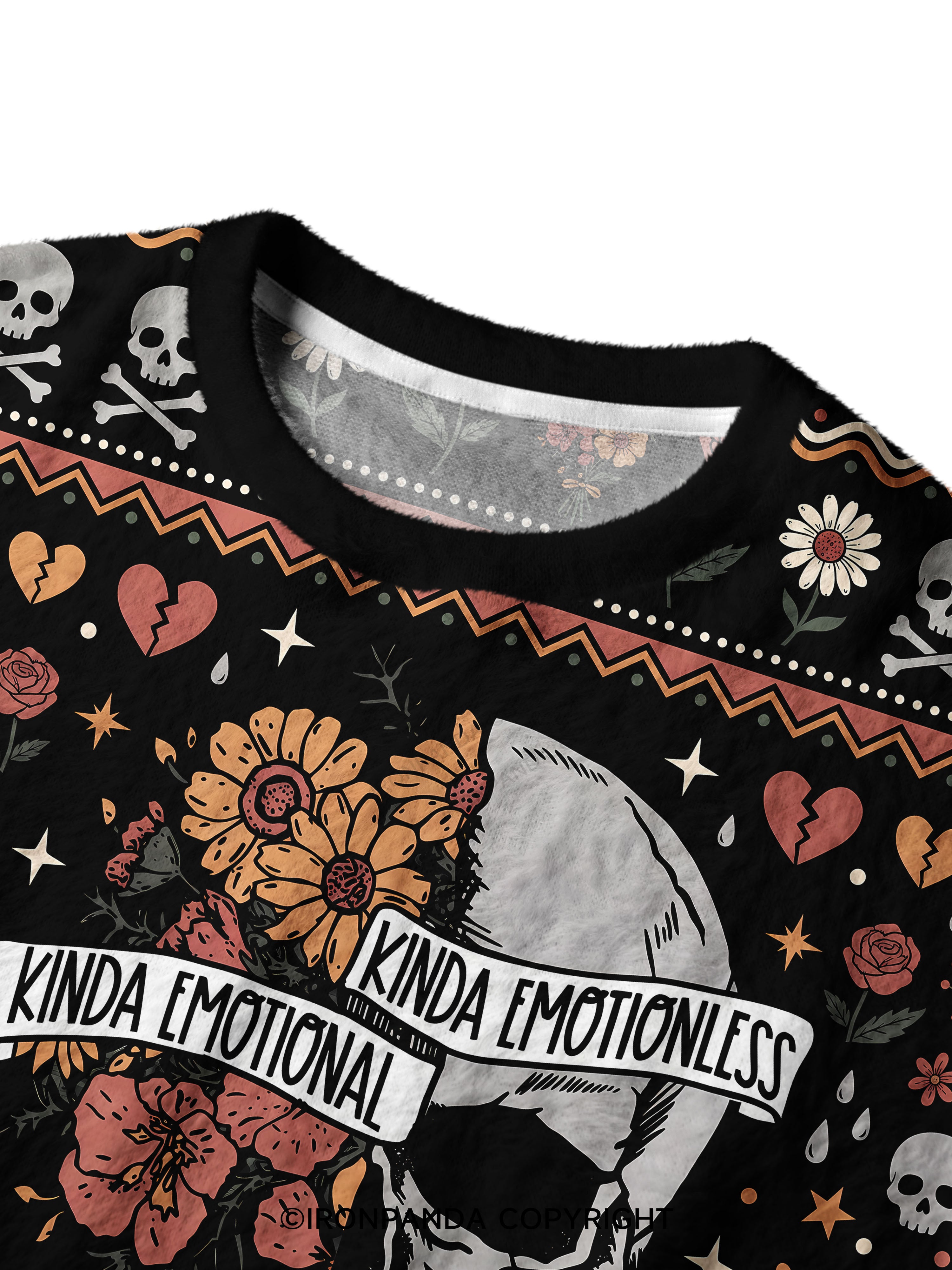 KINDA EMOTIONAL KINDA EMOTIONLESS Ugly Fuzzy Fleece Sweater