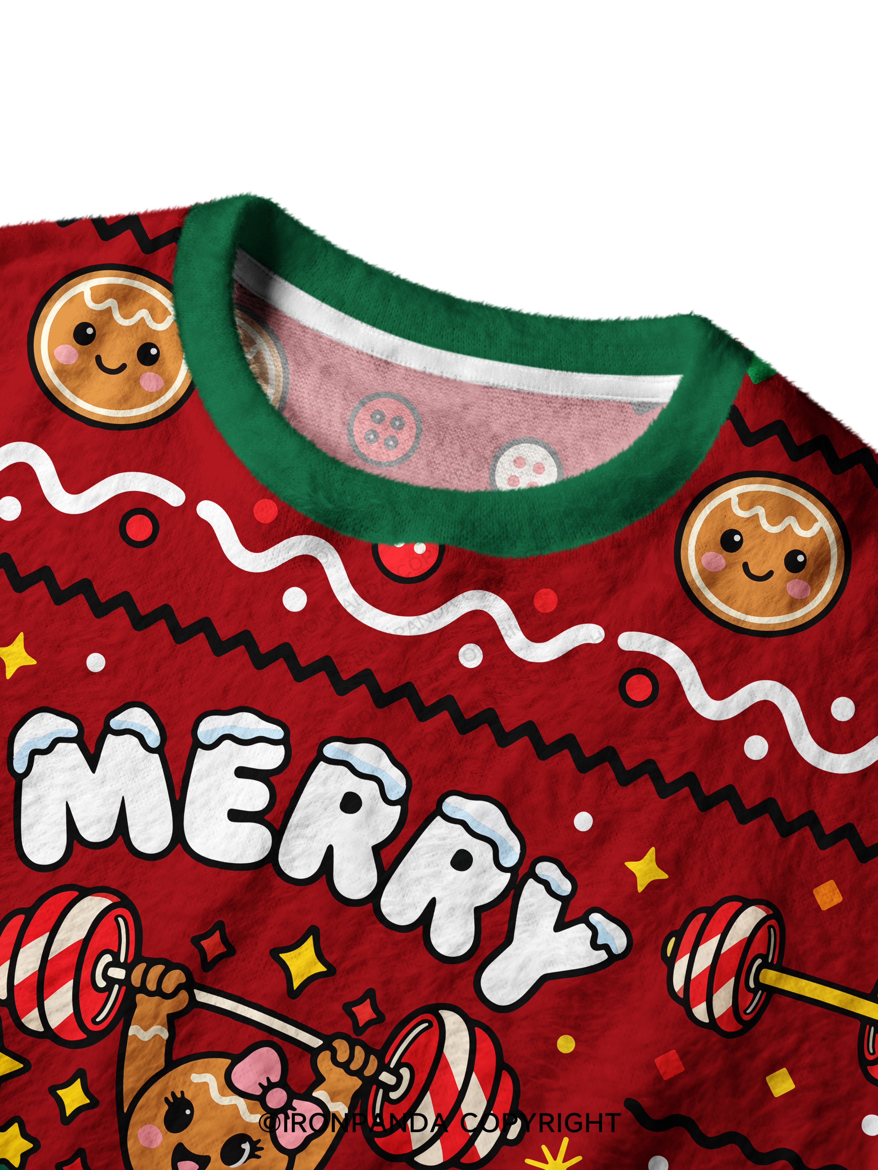 Merry Liftmas gingerbread  Ugly Fuzzy Fleece Sweater