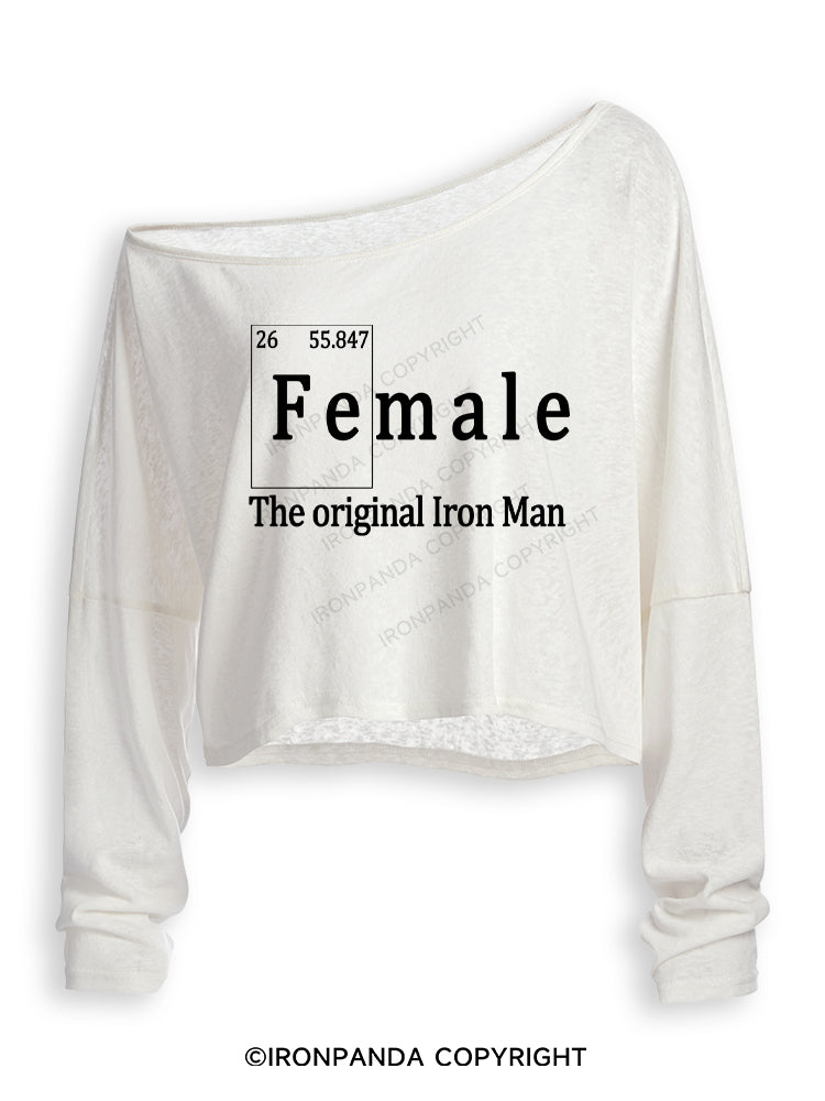 FEMALE THE ORIGINAL IRON MAN TRI ROCKER Off Shoulder Long Sleeve Crop Top